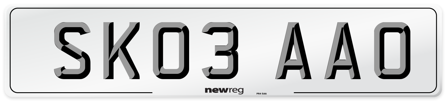 SK03 AAO Number Plate from New Reg